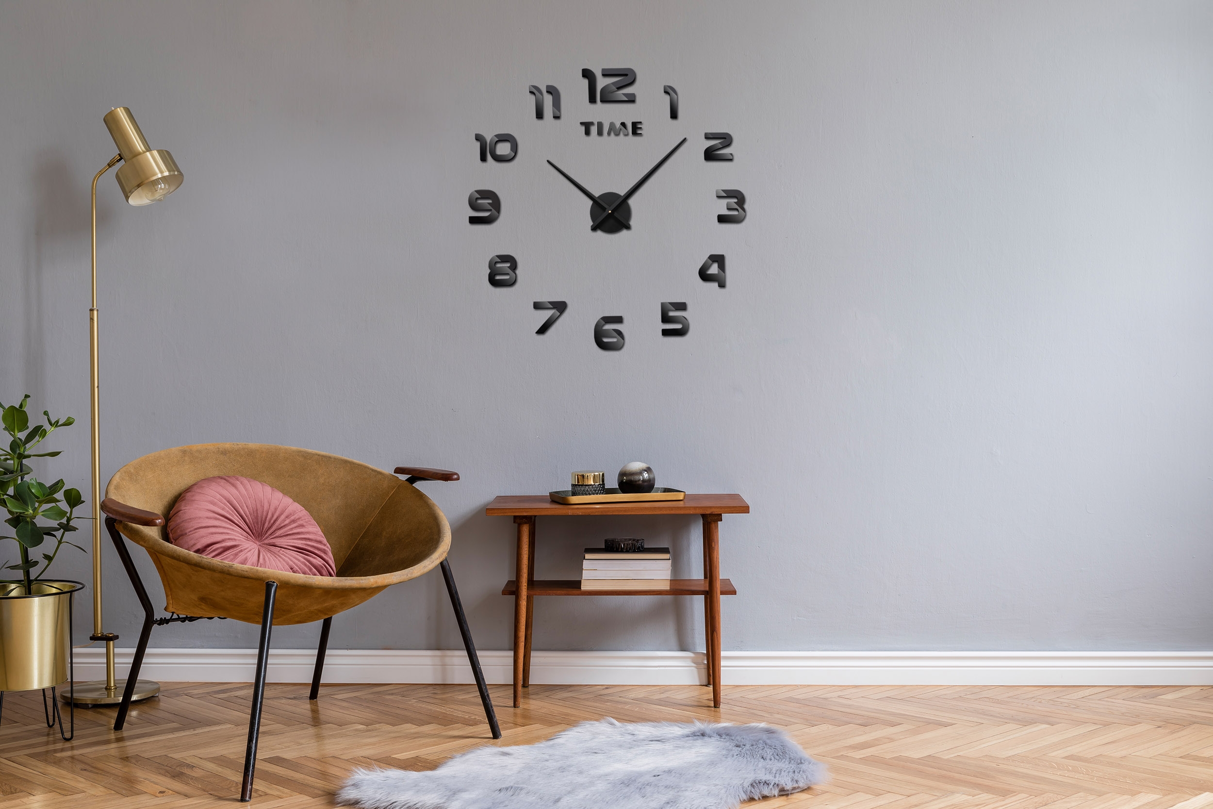 Zegar ścienny DIY NEPRI 65 - 130 cm - czarny 3D - obrazek 3