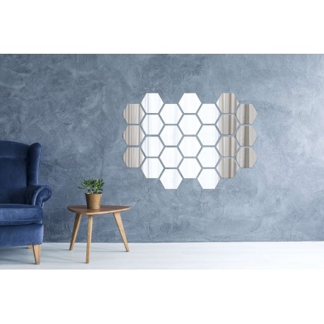Dekoracyjne lustro akrylowe Hex - srebrne - obrazek 5