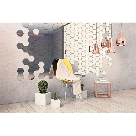 Dekoracyjne lustro akrylowe Hex - srebrne - obrazek 8