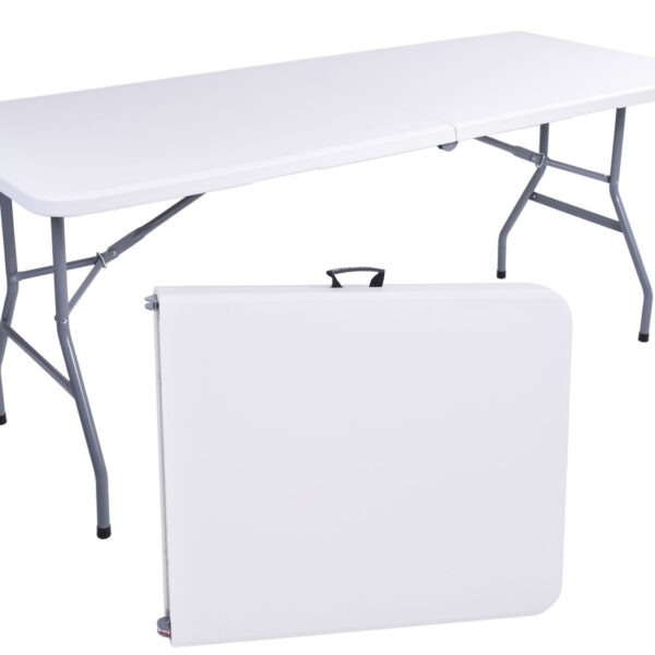 Stół cateringowy FETA WHITE składany w walizkę 180 cm biały