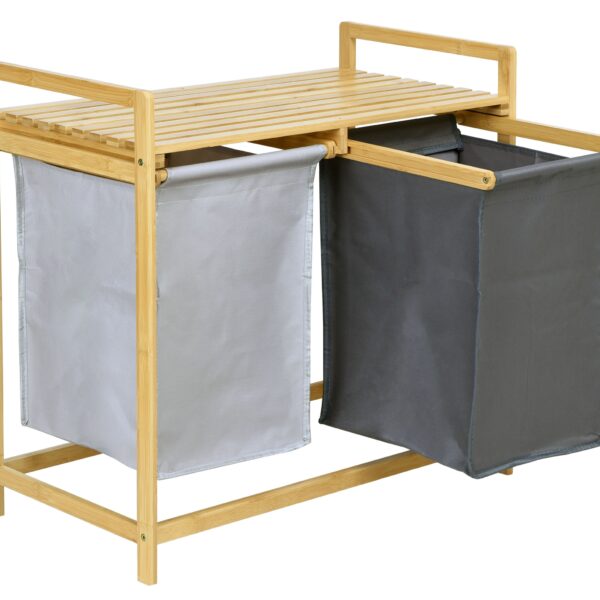 Kosz na pranie lub zabawki bambusowy HANOI 2 przegrody DUO KOLOR