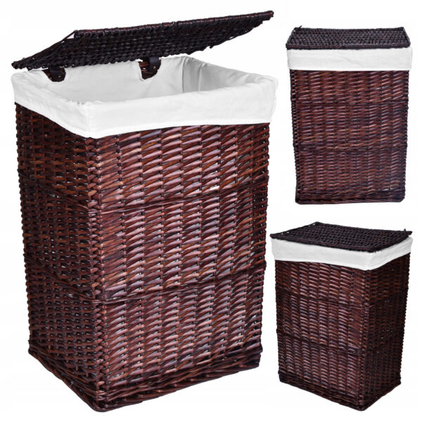 Kosz wiklinowy 72L 40x30x60 cm brązowy