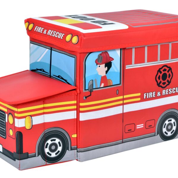 Pufa pojemnik wóz strażacki - czerwony