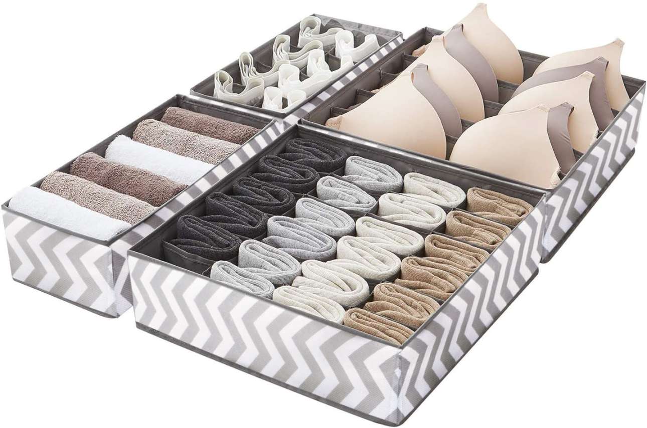 Organizery Skuff szaro-białe komplet 4 sztuk - obrazek 3