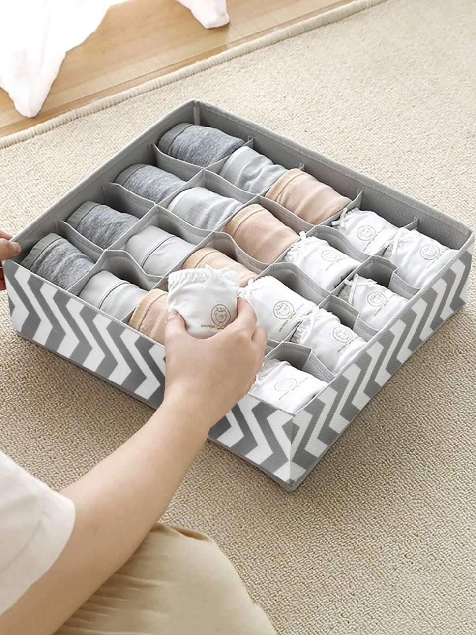 Organizery Skuff szaro-białe komplet 4 sztuk - obrazek 4