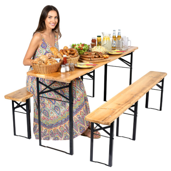 Zestaw stalowo-drewniany stół + 2 ławki 170 cm