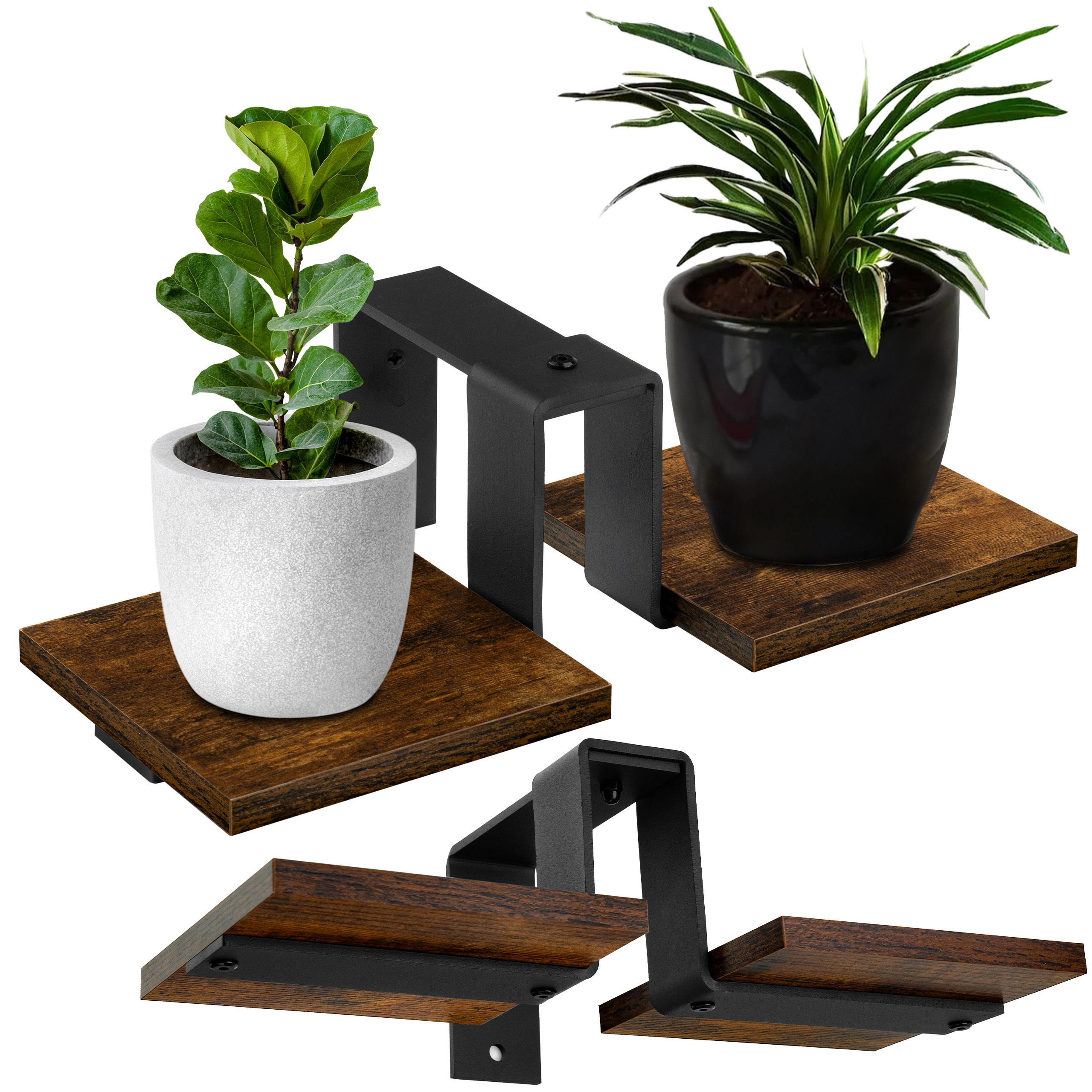 Kwietnik loftowy czarny FERNANDO RUSTIC postarzany dąb