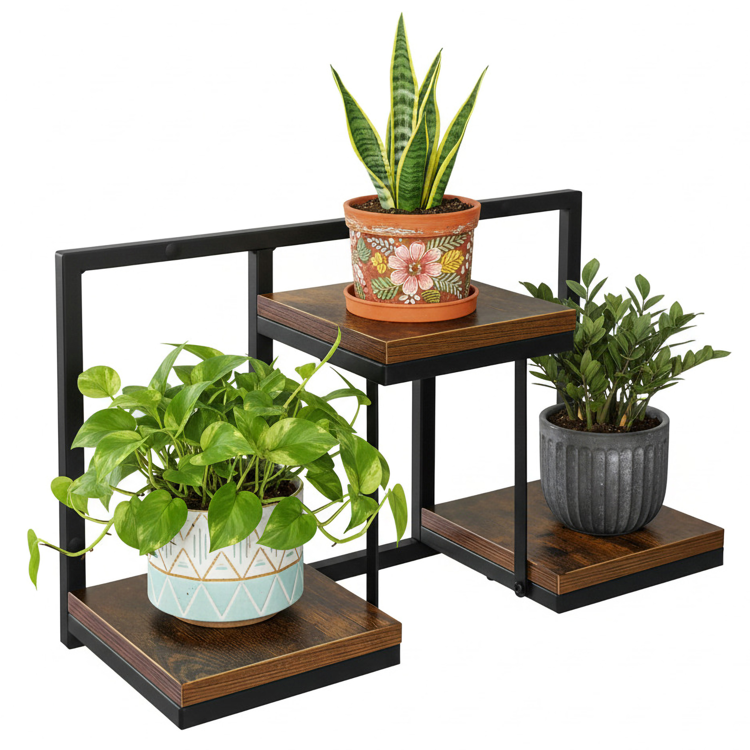 Kwietnik loftowy czarny JOSE RUSTIC postarzany dąb