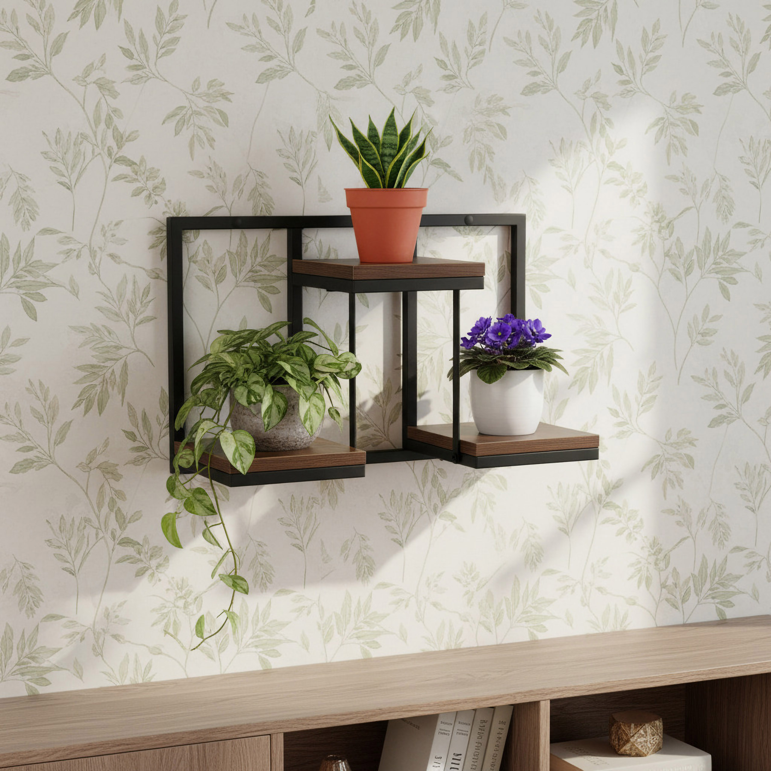 Kwietnik loftowy czarny JOSE RUSTIC postarzany dąb - obrazek 2