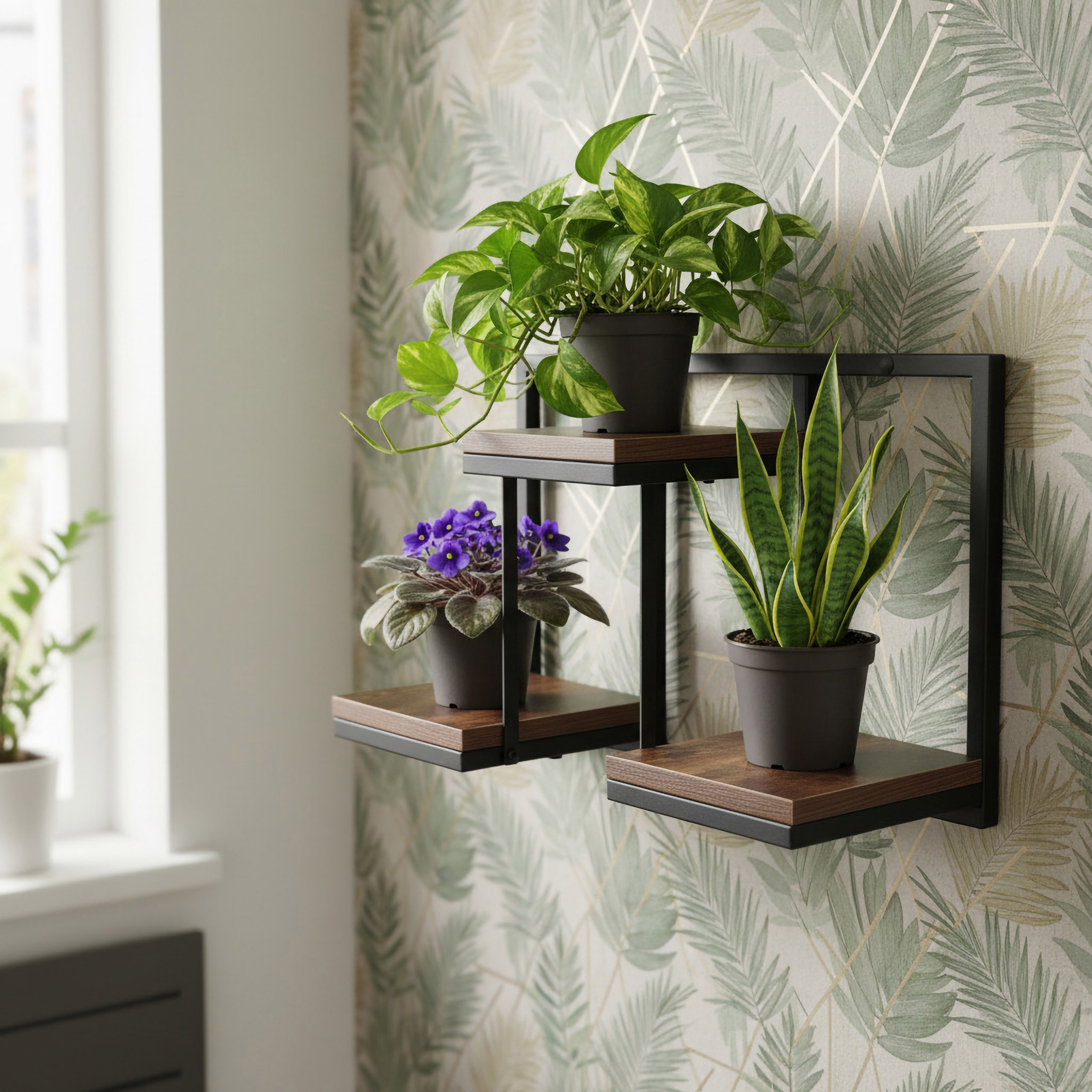 Kwietnik loftowy czarny JOSE RUSTIC postarzany dąb - obrazek 5