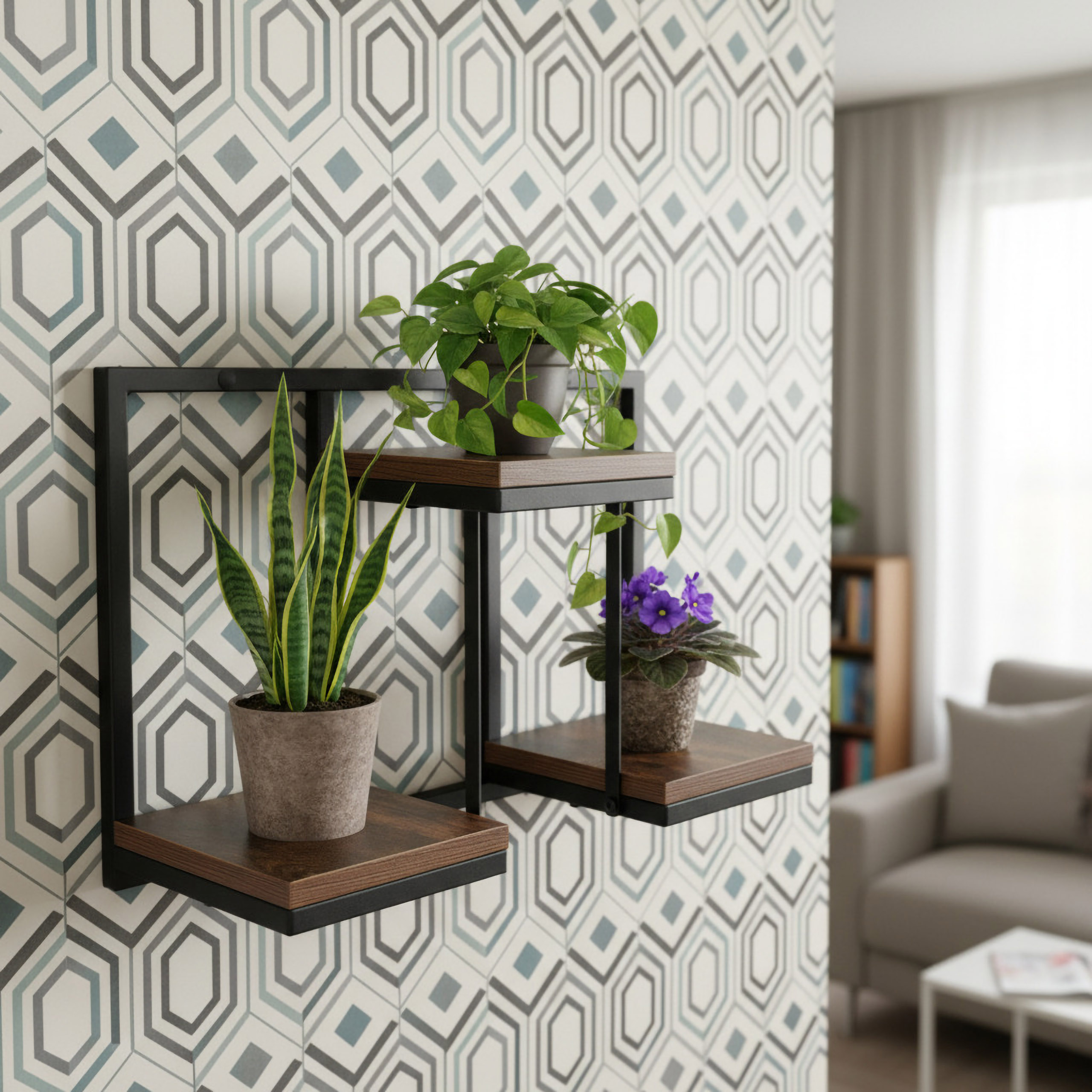 Kwietnik loftowy czarny JOSE RUSTIC postarzany dąb - obrazek 4