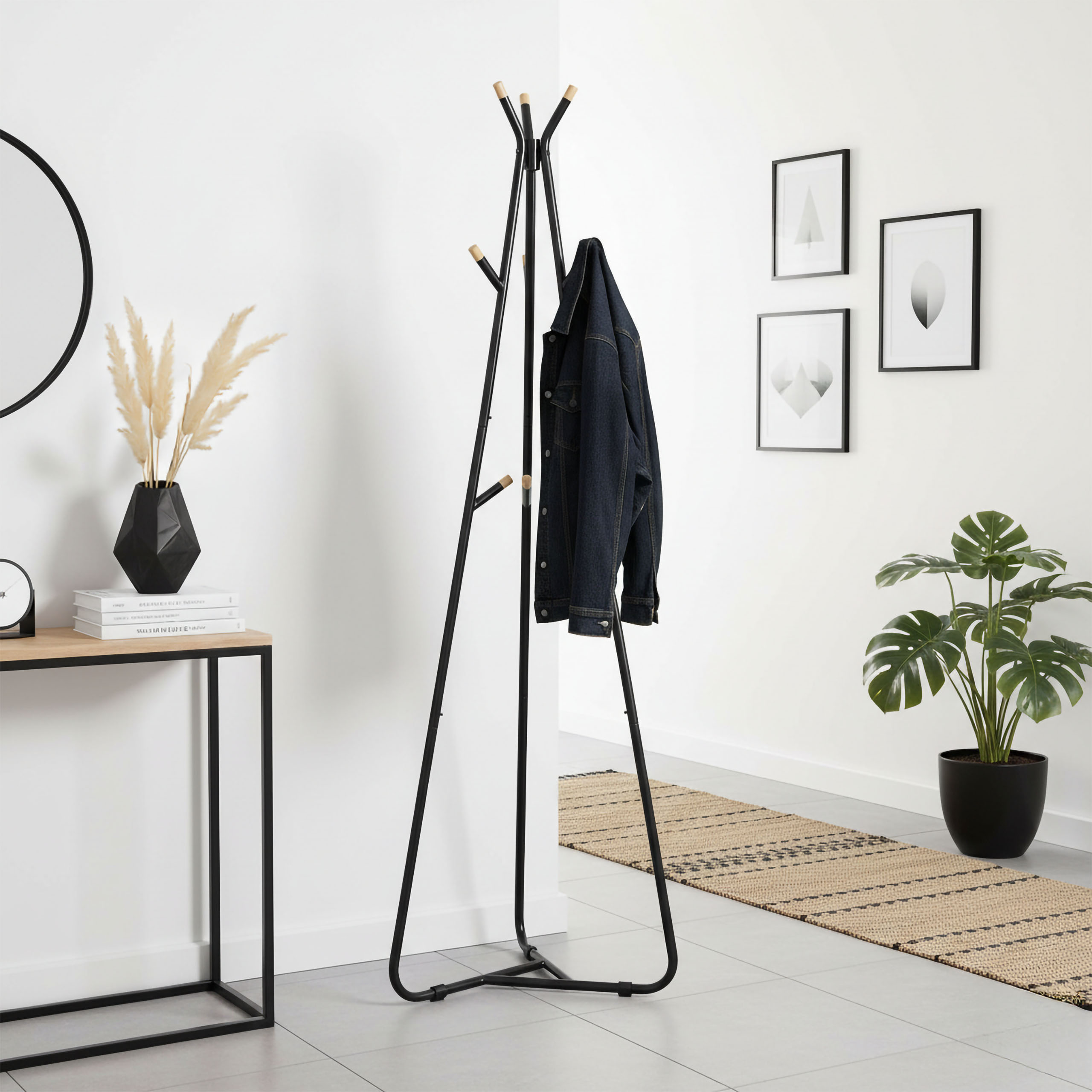 Wieszak stojący podłogowy stojak na kurtki ELIAN czarny - obrazek 4