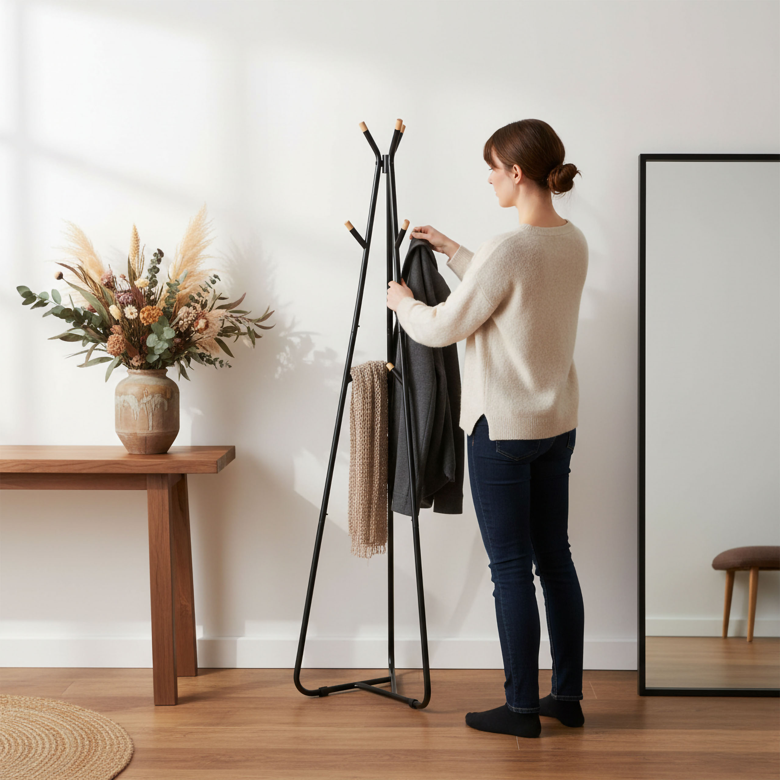 Wieszak stojący podłogowy stojak na kurtki ELIAN czarny - obrazek 2