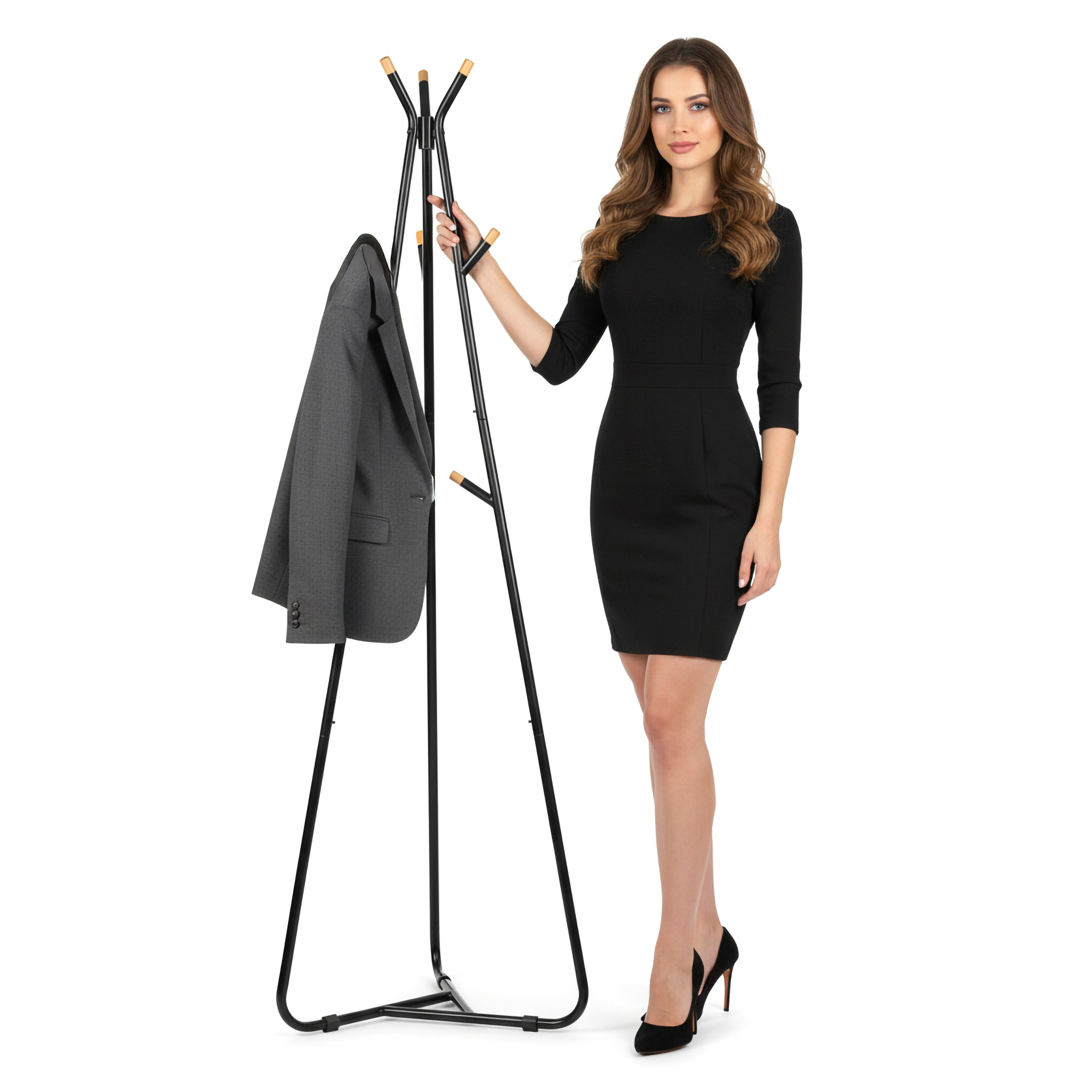 Wieszak stojący podłogowy stojak na kurtki ELIAN czarny - obrazek 9