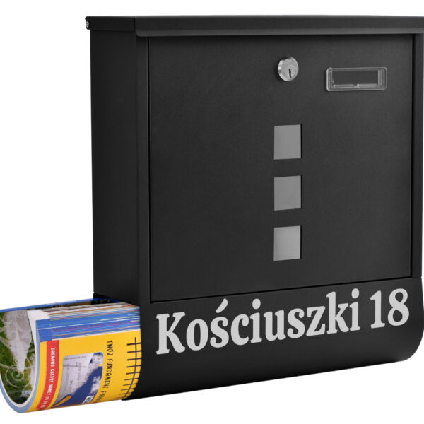 Skrzynka pocztowa na listy Hans czarny z napisami