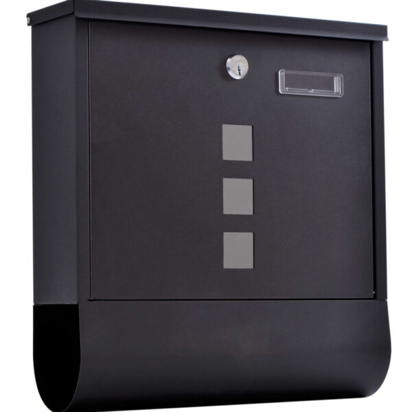 Skrzynka pocztowa na listy Hans z gazetnikiem czarna