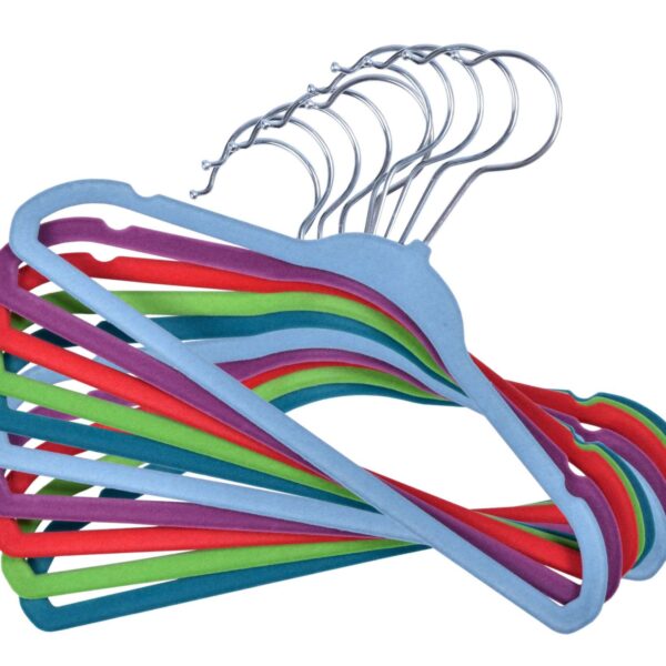 Wieszak welurowy Mini komplet 10 szt. - mix kolorów