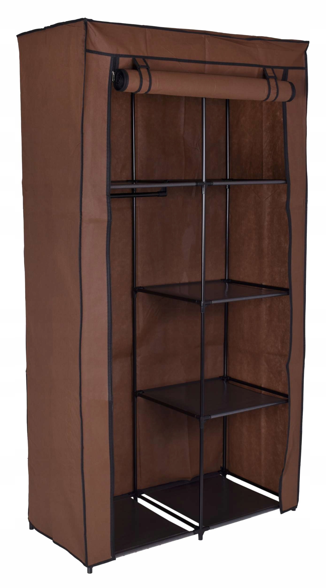 Szafka tekstylna z 6 półkami Mira - ciemny brąz - obrazek 2