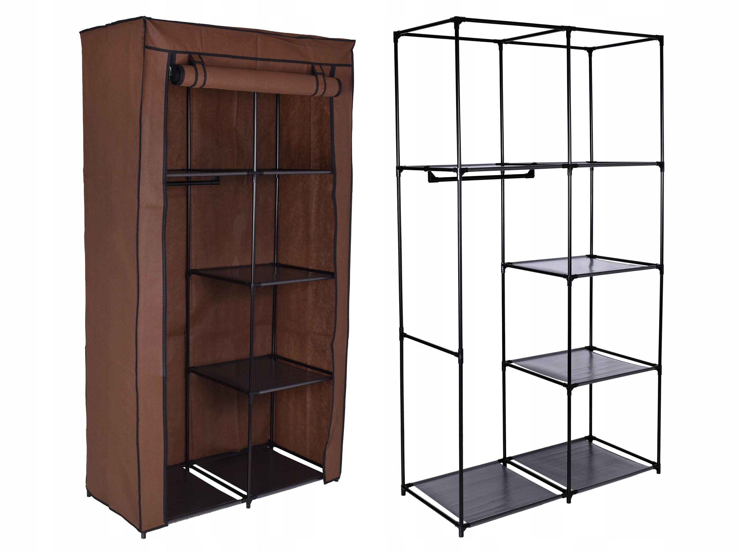 Szafka tekstylna z 6 półkami Mira - ciemny brąz - obrazek 5