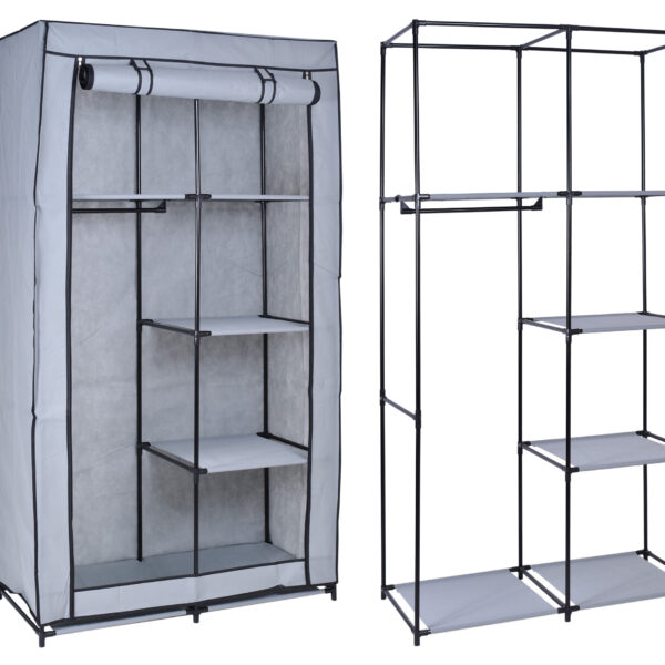 Szafka tekstylna z 6 półkami Mira - szara