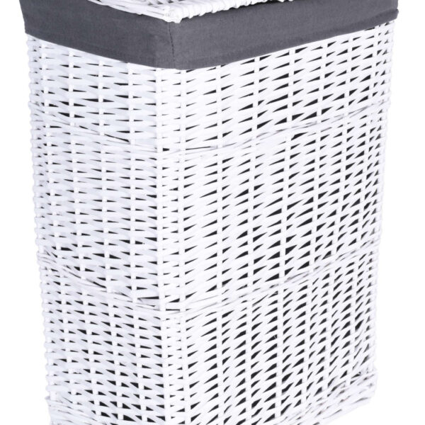 Kosz wiklinowy 40x30x60 cm - 72L - biało-szary