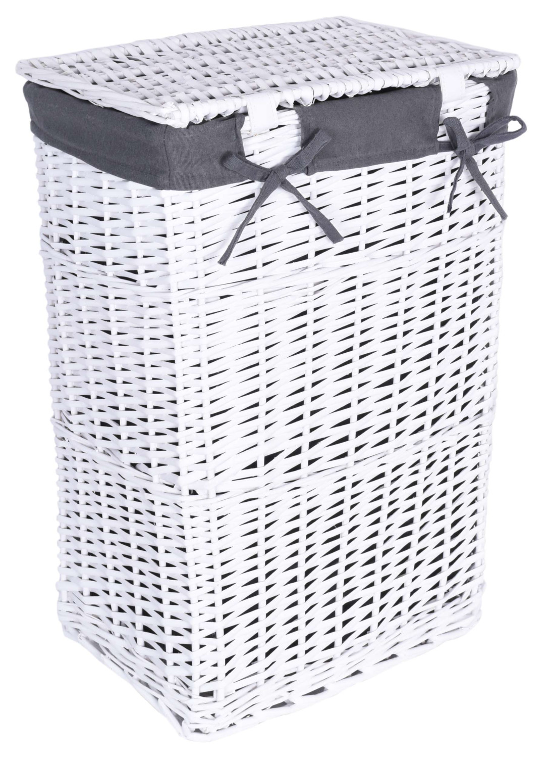 Kosz wiklinowy 40x30x60 cm - 72L - biało-szary - obrazek 4