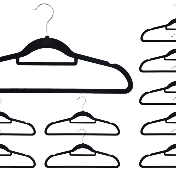 Wieszak welurowy MAXI komplet 100 szt czarny