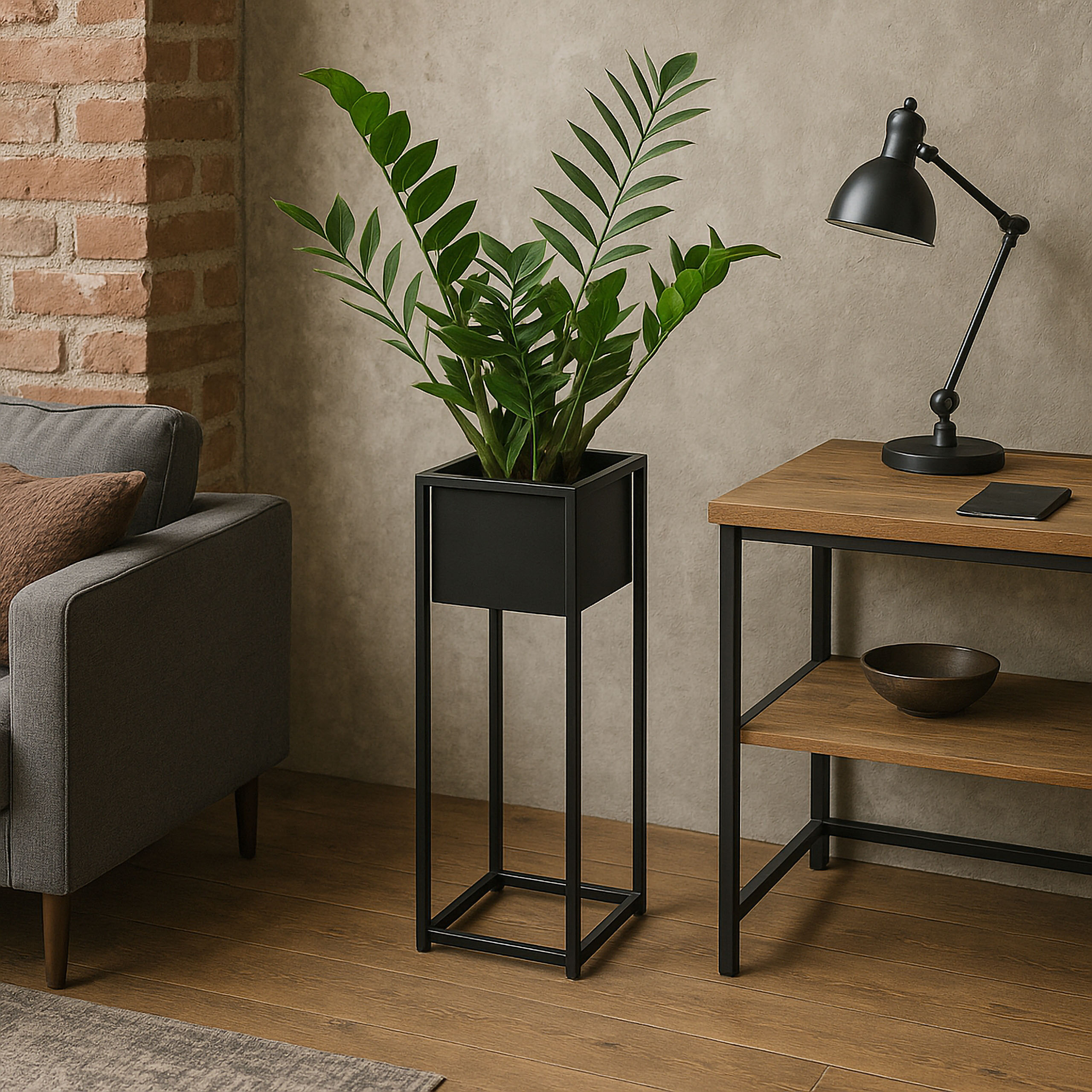 Kwietnik loftowy Concove 60 cm czarny - obrazek 3