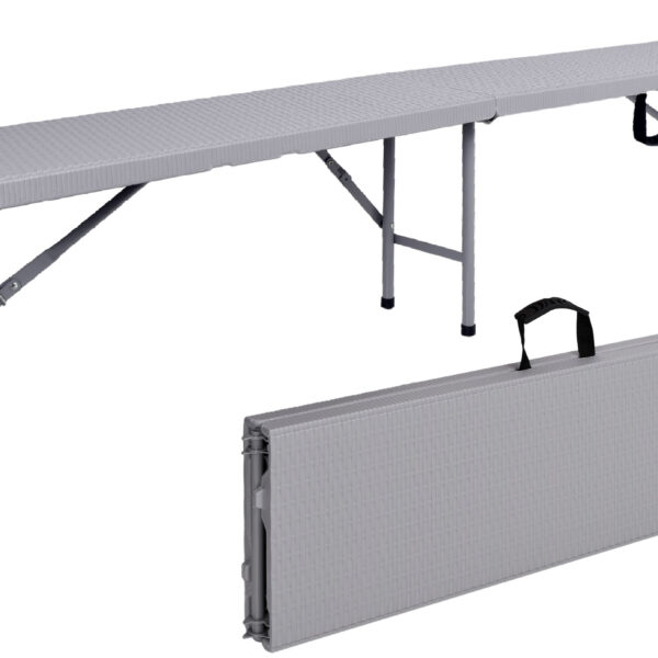 Ławka cateringowa składana w walizkę 180 cm RATTAN szara