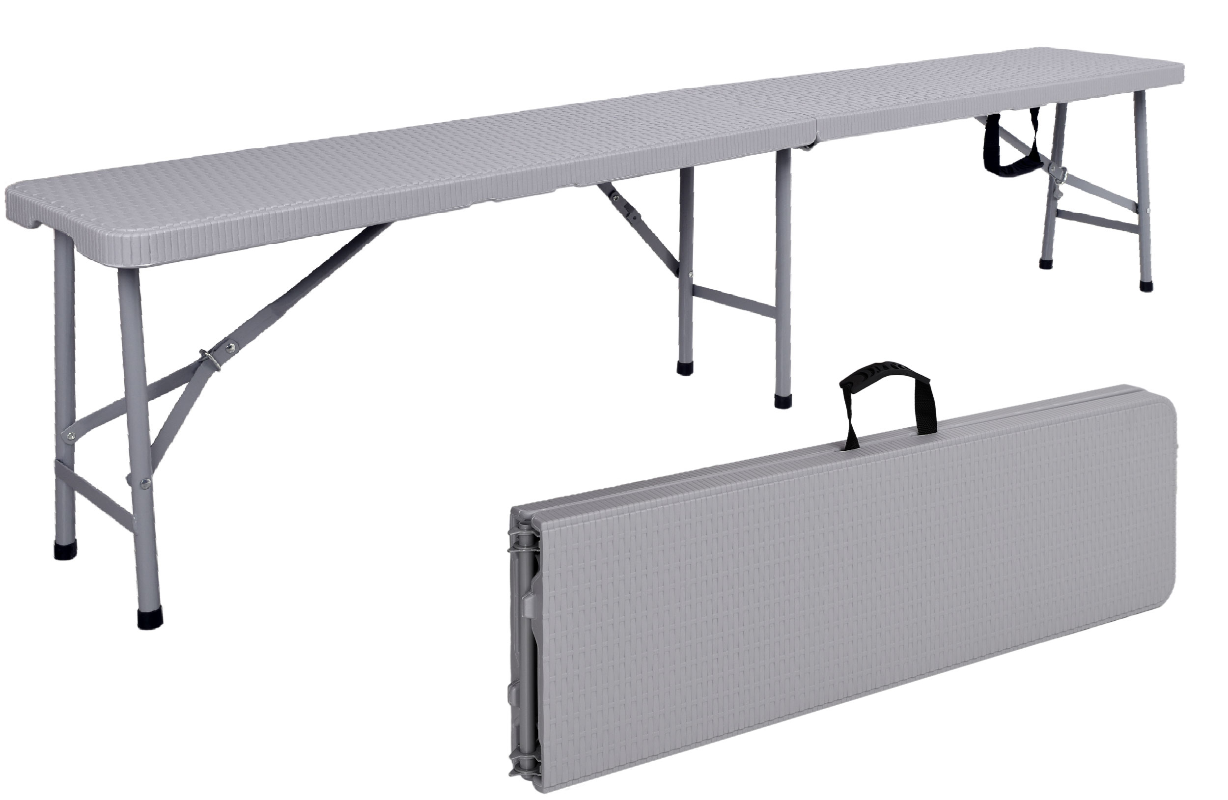 Ławka cateringowa składana w walizkę 180 cm RATTAN szara