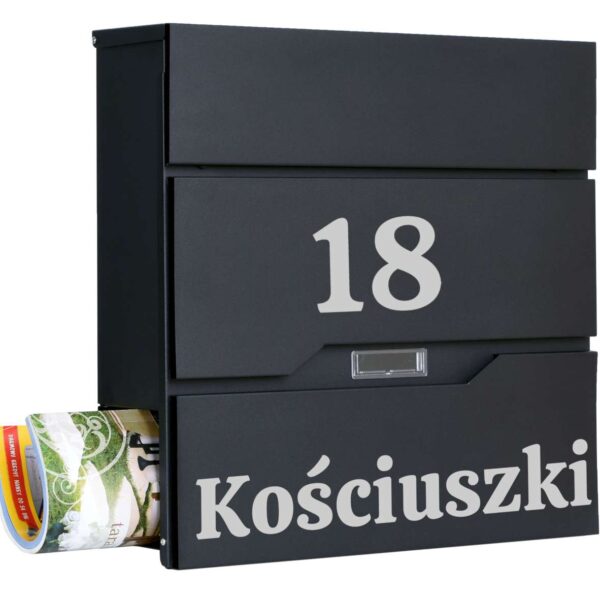Skrzynka pocztowa na listy Vidar czarna z napisami