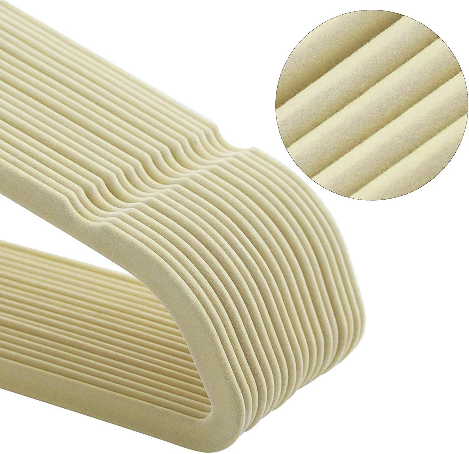 Wieszak welurowy Maxi komplet 50 sztuk beżowy - obrazek 7