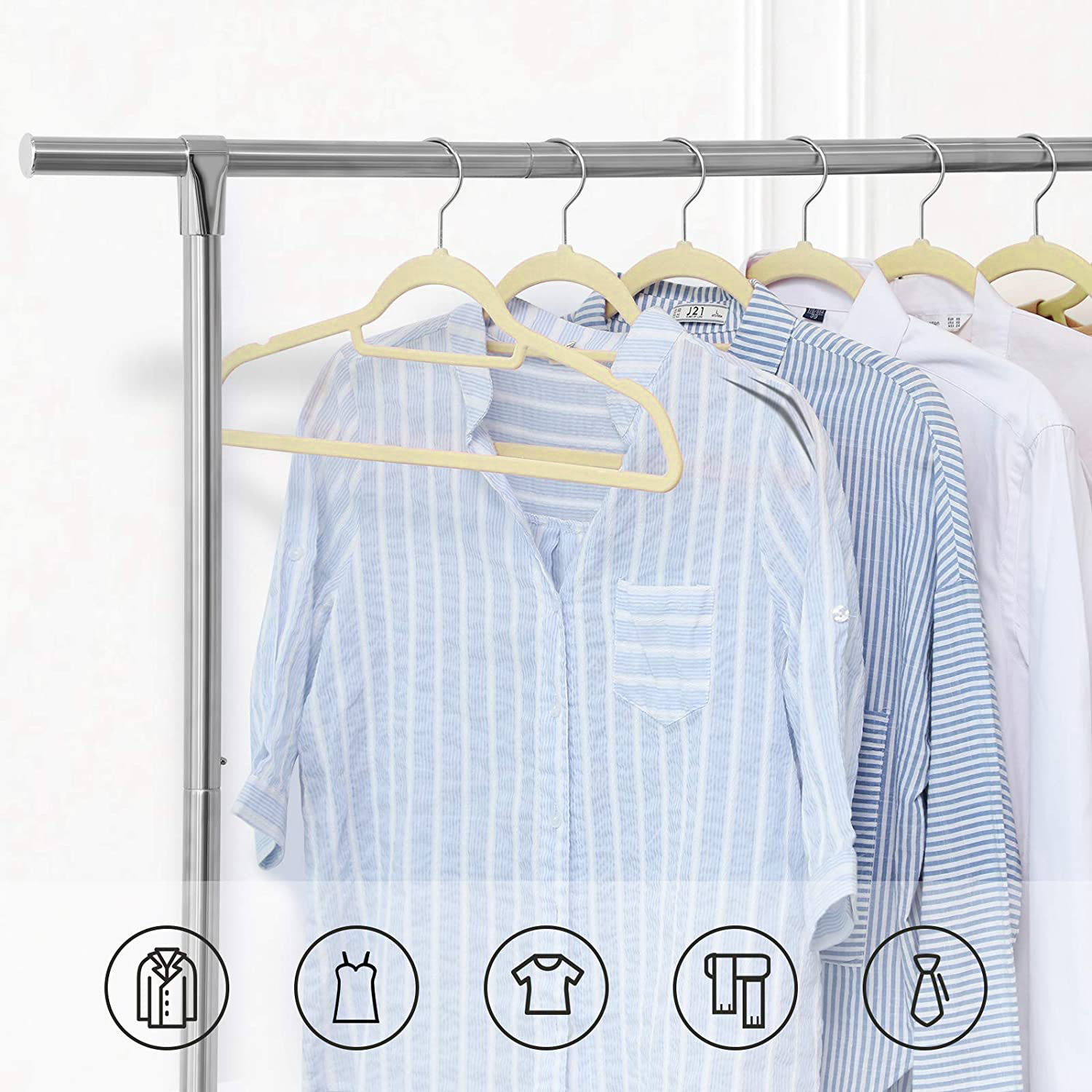 Wieszak welurowy Maxi komplet 50 sztuk beżowy - obrazek 2