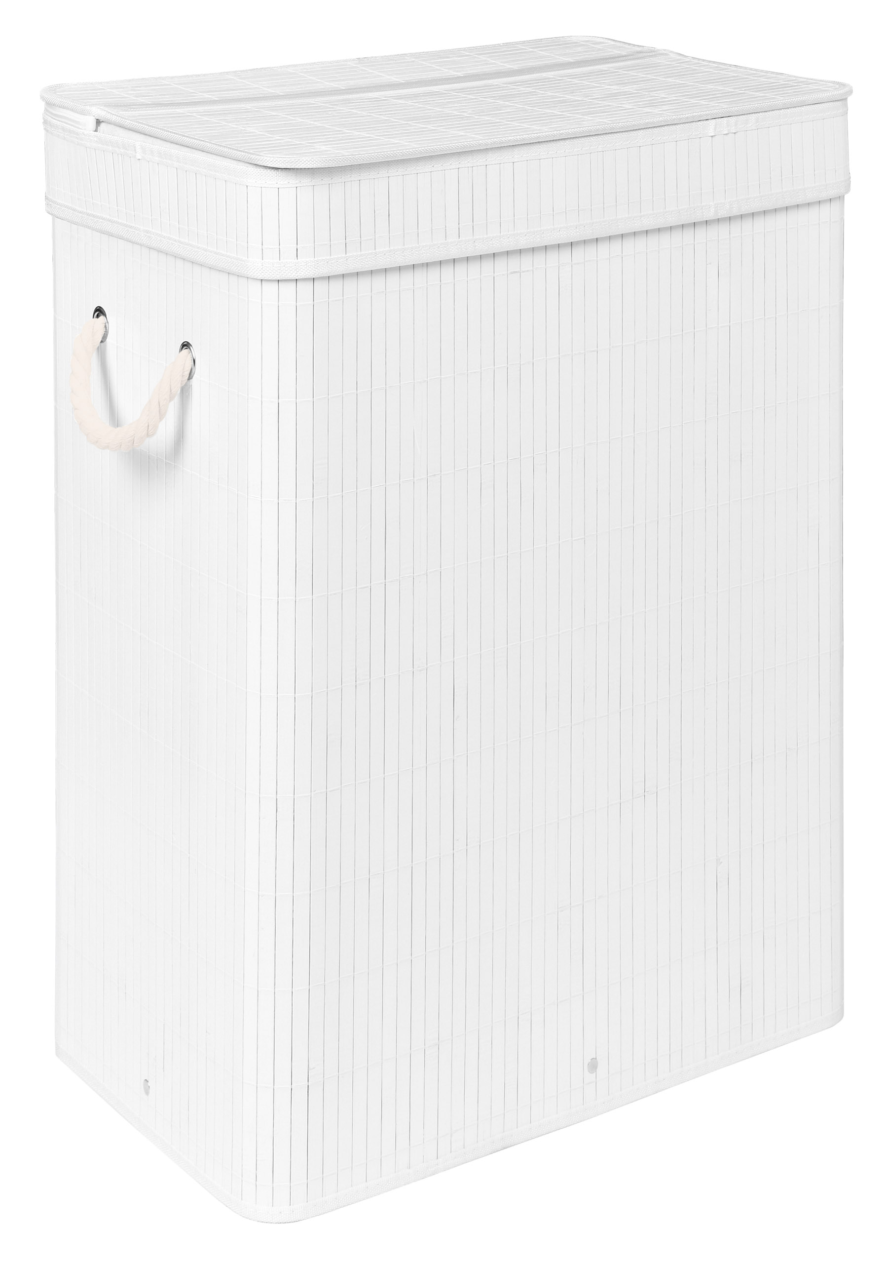 Kosz na pranie bambusowy z pokrywą SOREN 80L biały - obrazek 6