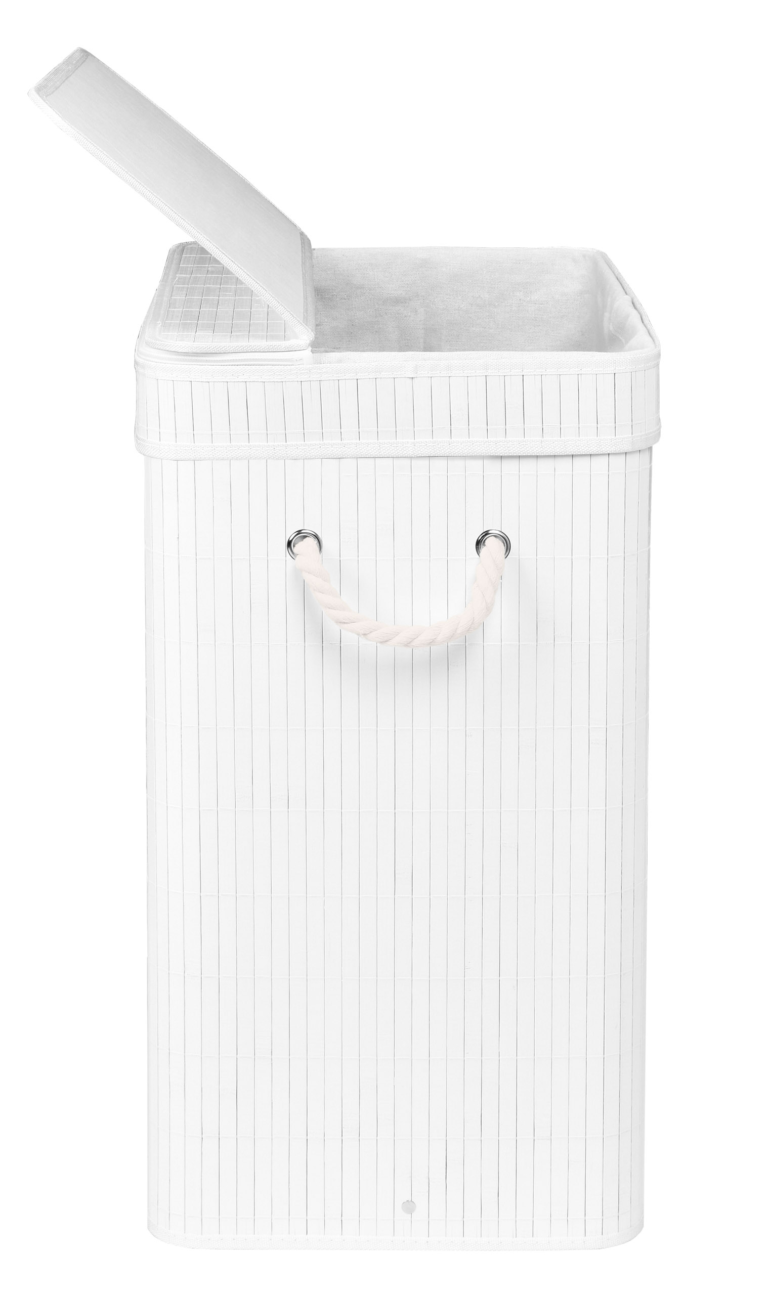 Kosz na pranie bambusowy z pokrywą SOREN 80L biały - obrazek 9