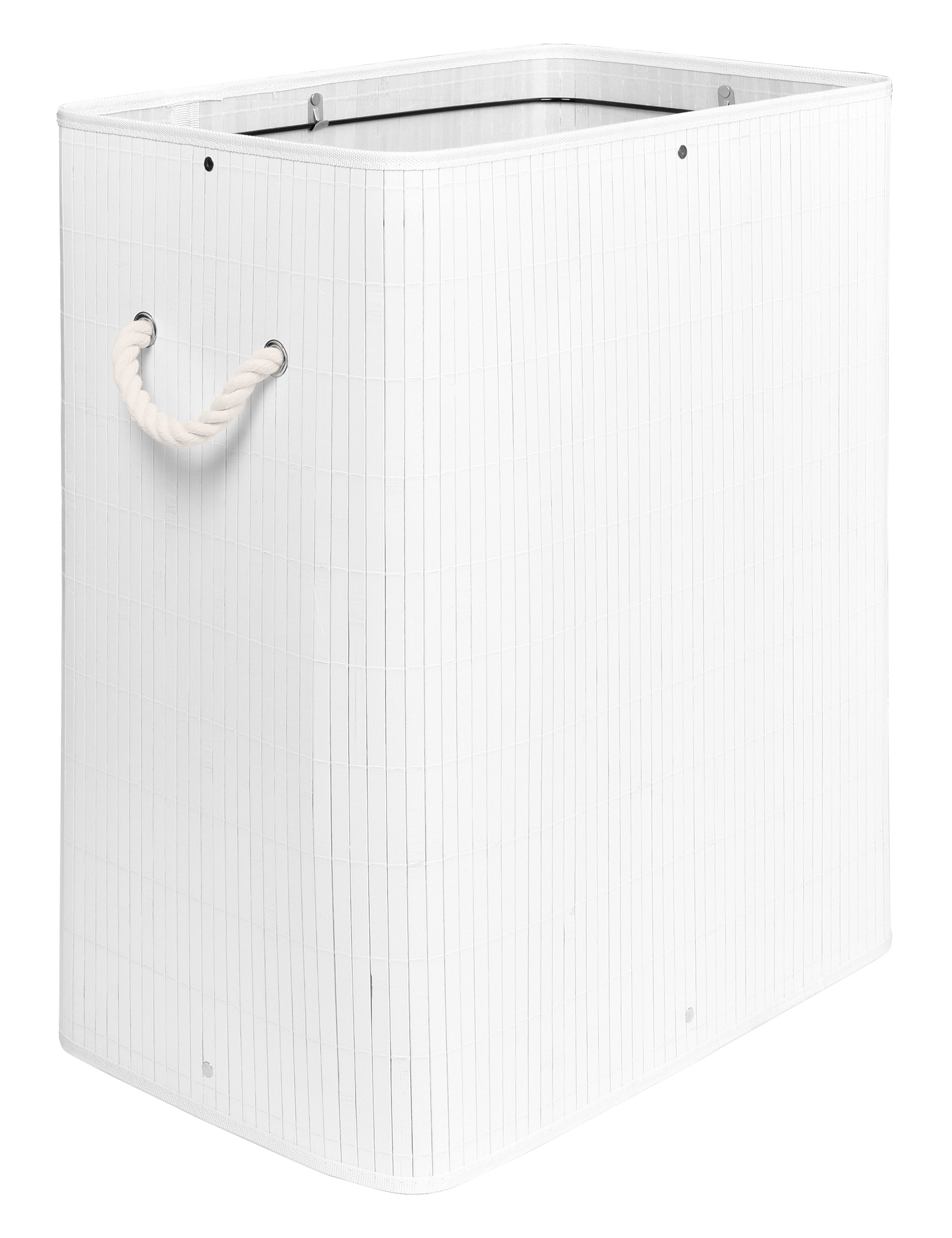 Kosz na pranie bambusowy z pokrywą SOREN 80L biały - obrazek 7