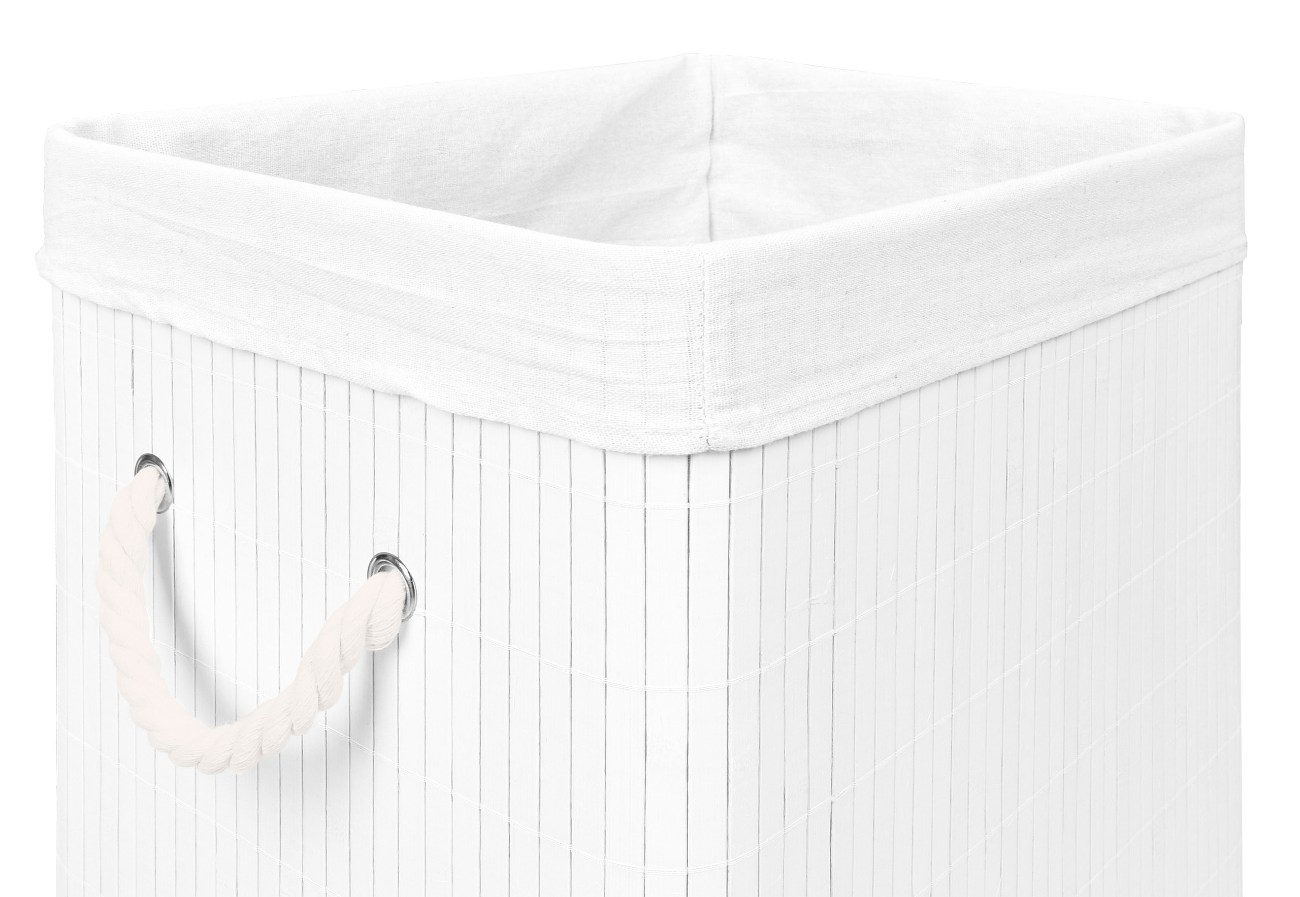 Kosz na pranie bambusowy z pokrywą SOREN 80L biały - obrazek 10