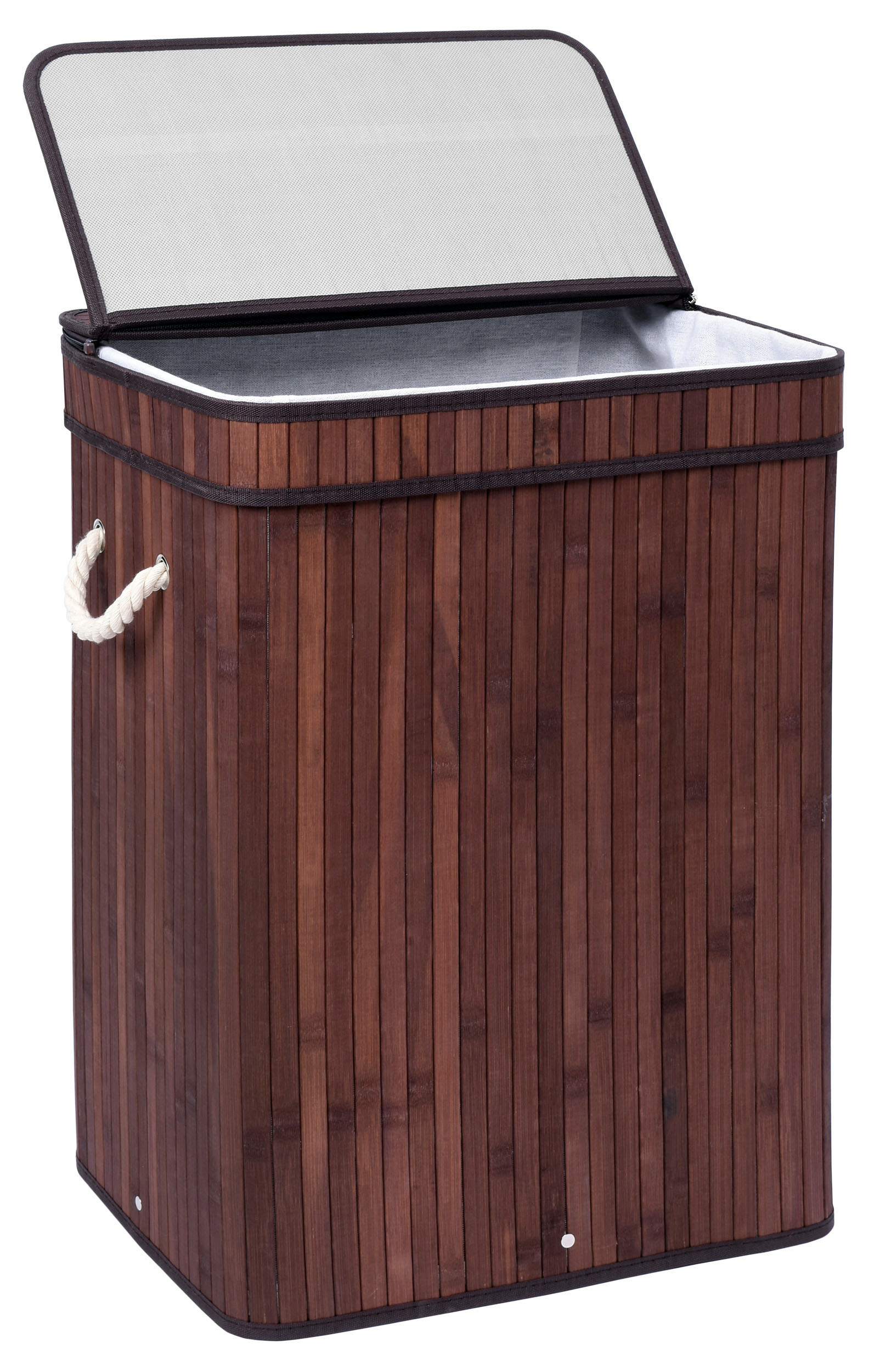 Kosz na pranie bambusowy z pokrywą SOREN 80L wenge - obrazek 9