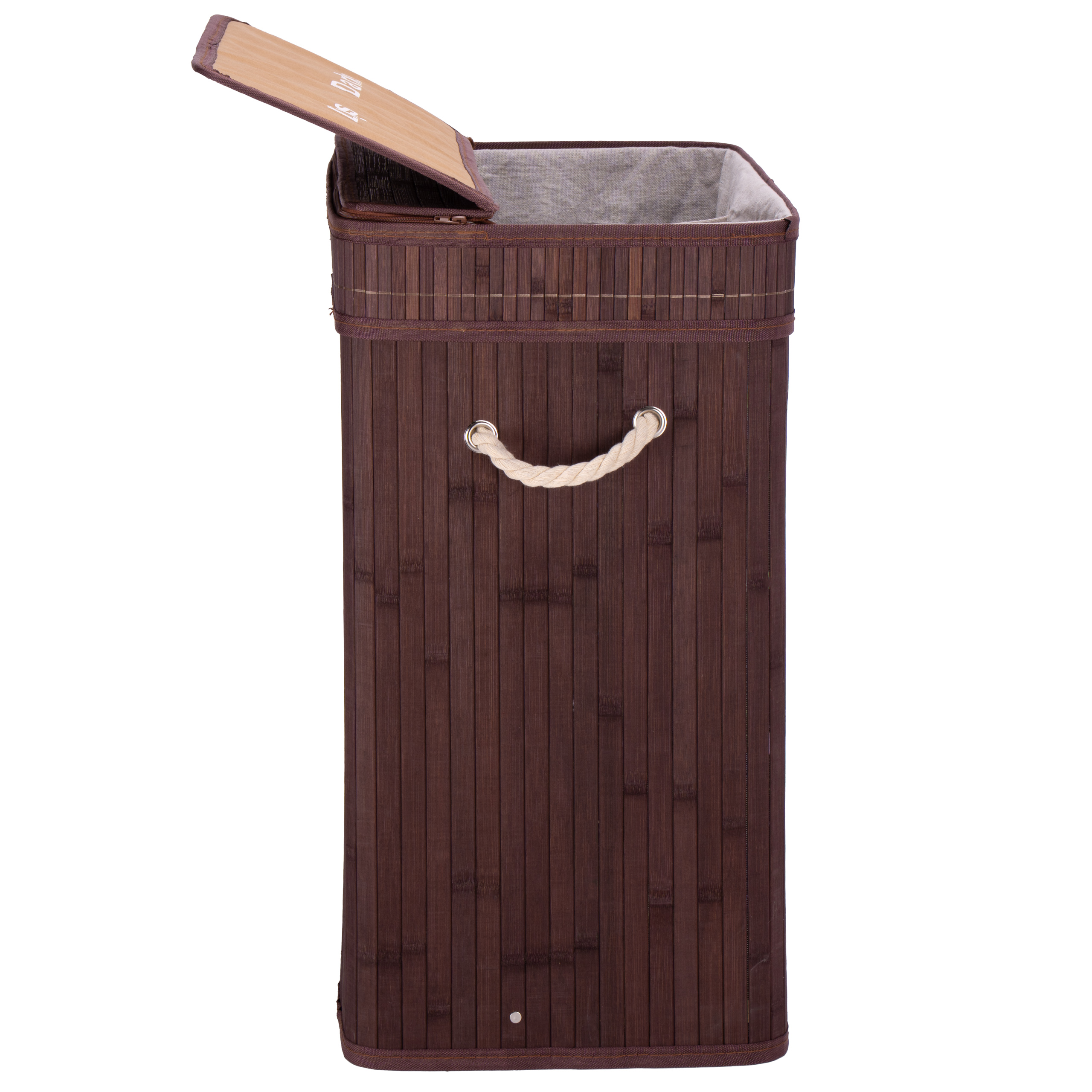 Kosz na pranie bambusowy z pokrywą 100L wenge - obrazek 8