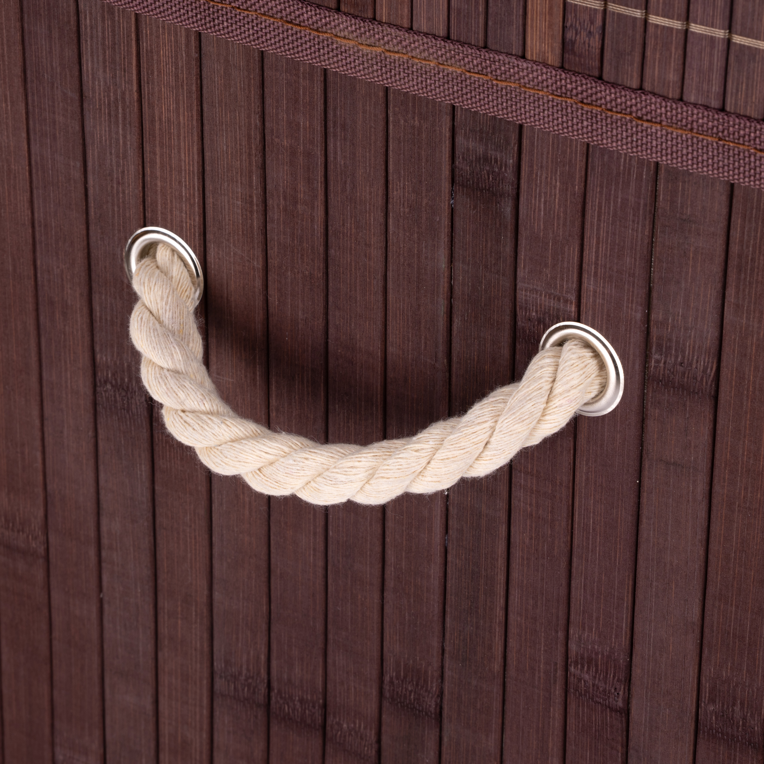 Kosz na pranie bambusowy z pokrywą 100L wenge - obrazek 10