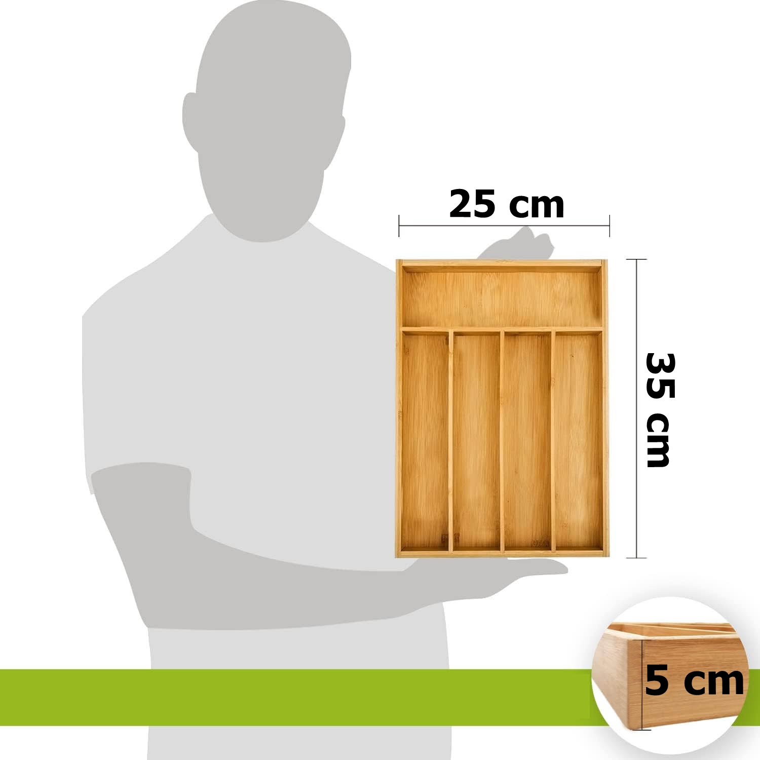 Organizer na sztućce bambusowy GAEL - obrazek 2