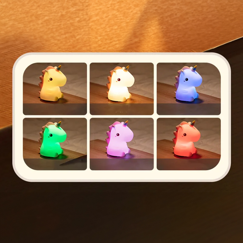 Silikonowa lampka nocna Jednorożec led rgb - obrazek 6