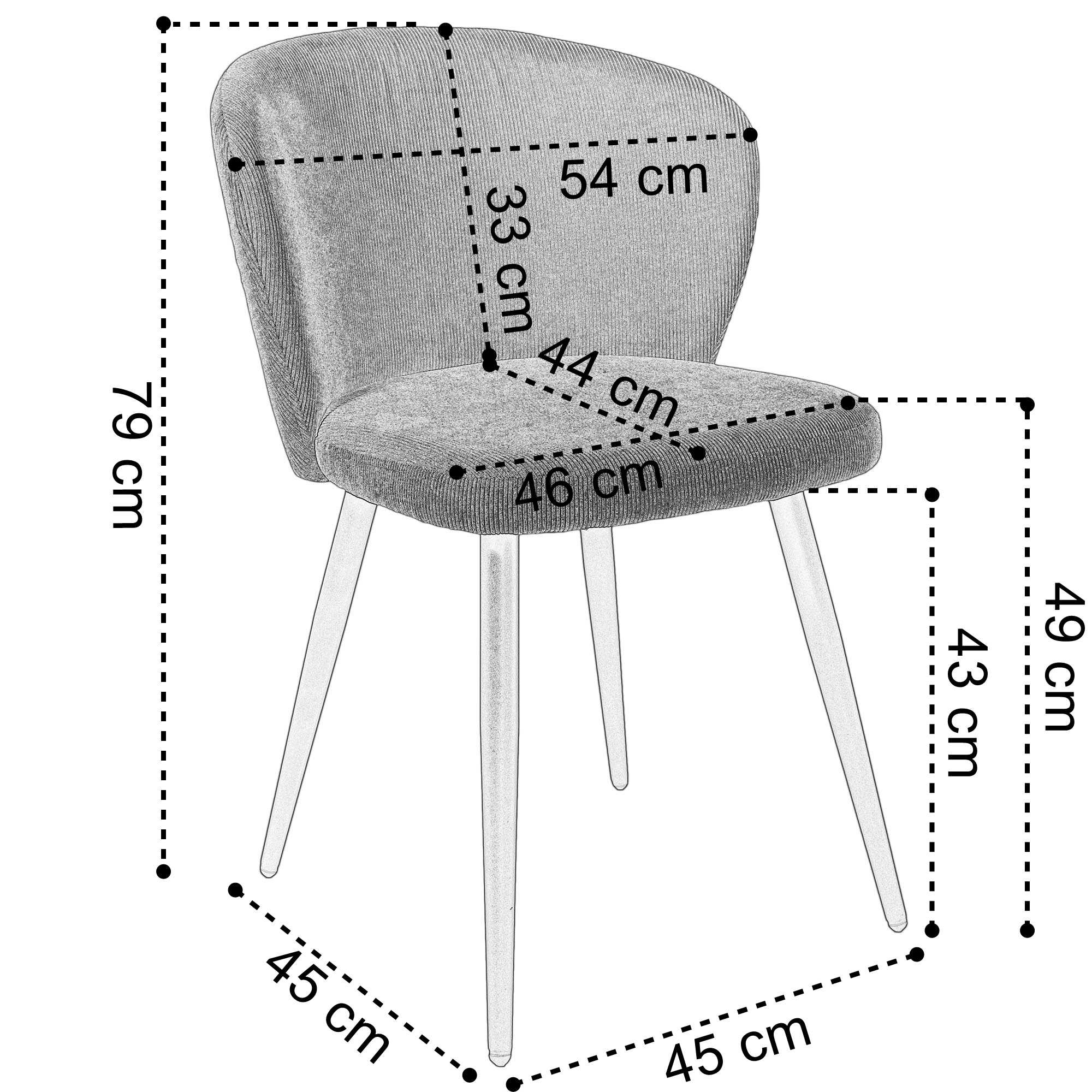 Krzesło KROSBY Sztruks Beżowe - obrazek 4