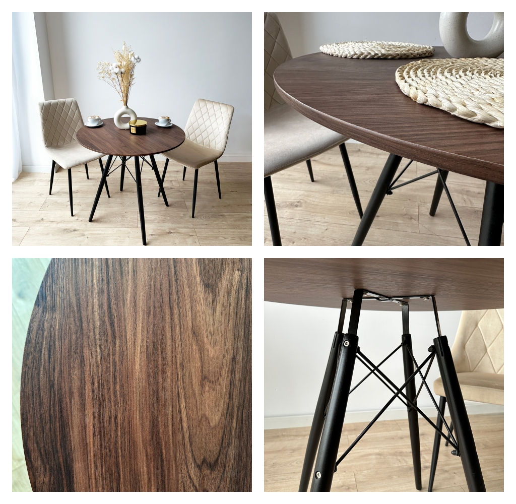 Stolik okrągły PARIS BLACK DTW 80 cm jesion - obrazek 3