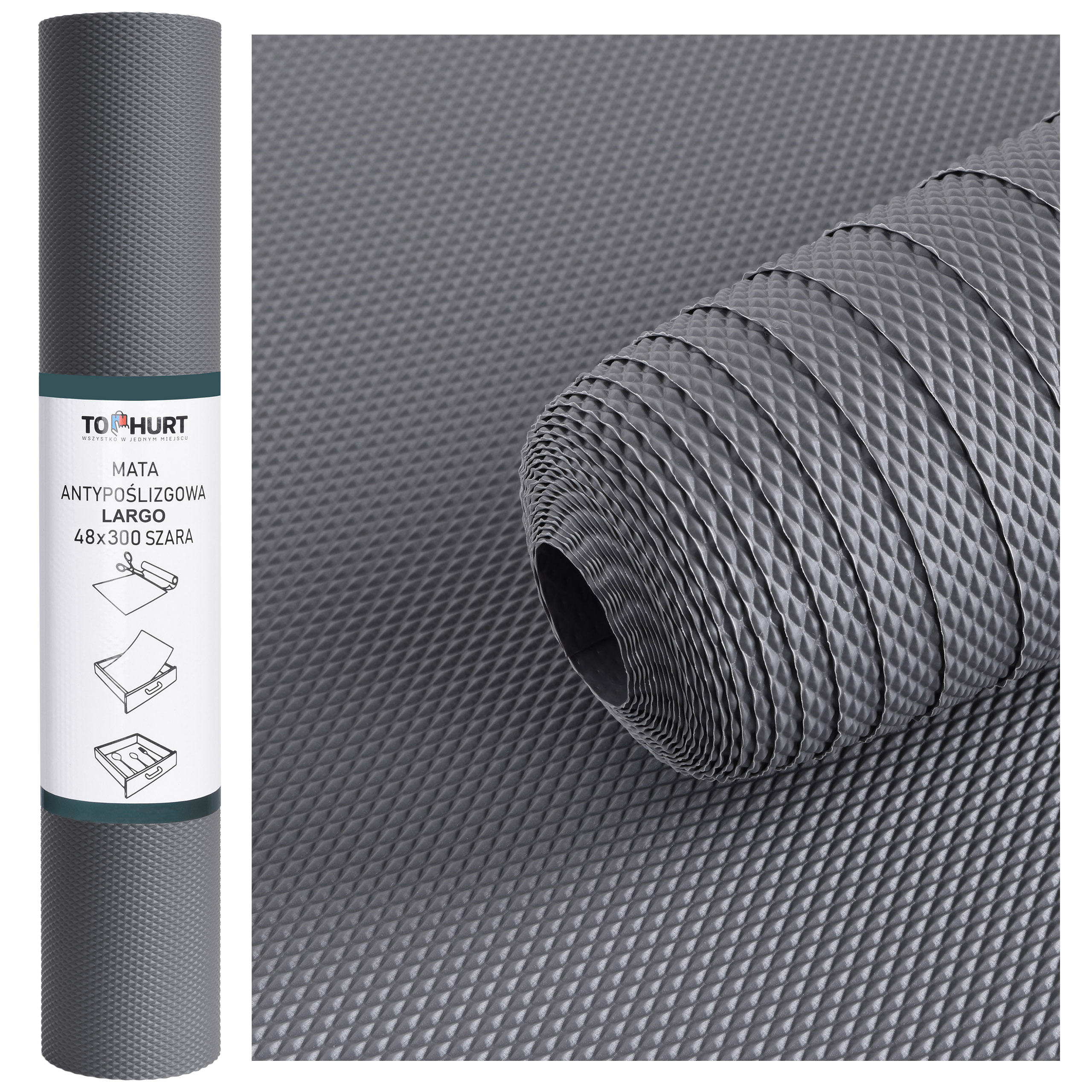 Mata antypoślizgowa do szuflad LARGO 48X300 szara - obrazek 3