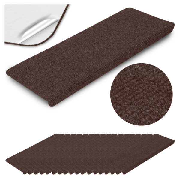 Dywaniki na stopnie ADRIA brązowe 15 sztuk