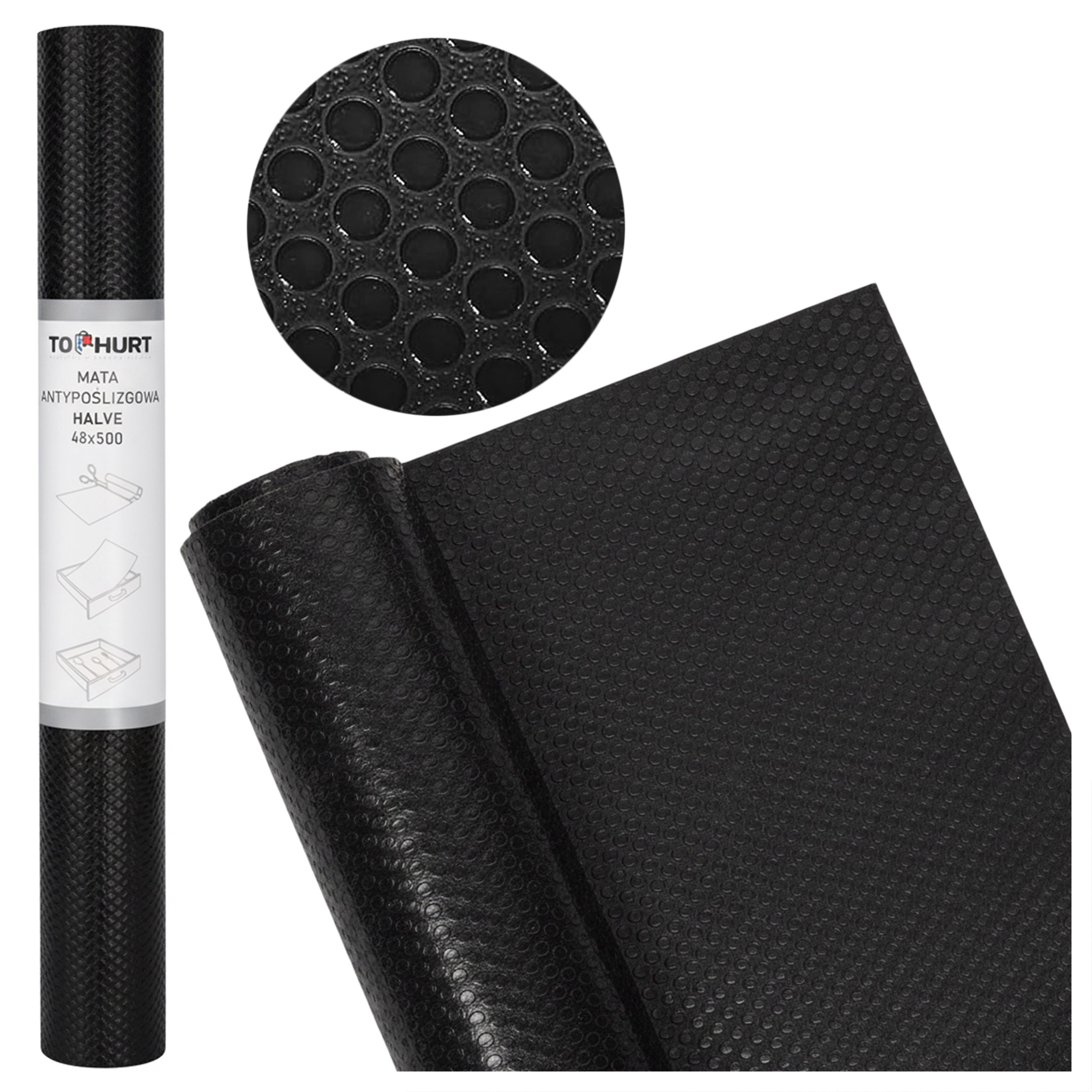 Mata antypoślizgowa do szuflad HALVE 48 x 500 czarna