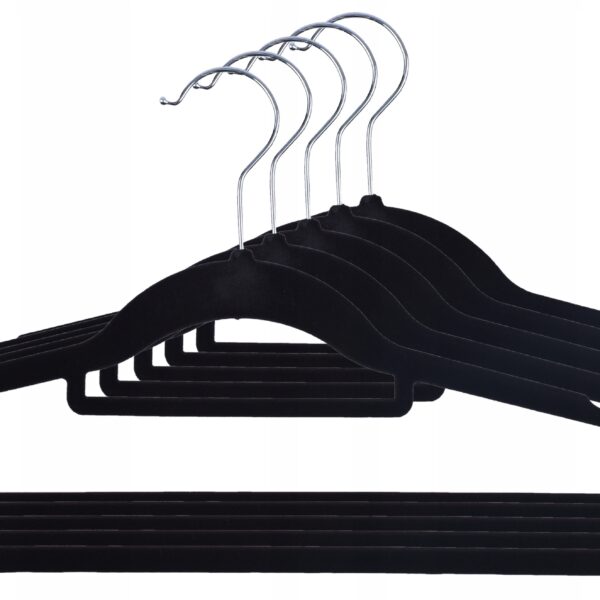 Wieszak welurowy Maxi komplet 5 szt - czarny