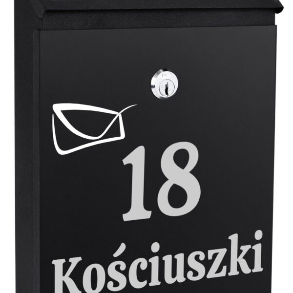 Skrzynka pocztowa na listy Odvin czarna z napisami