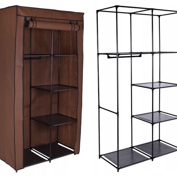 Szafka tekstylna z 6 półkami Mira - ciemny brąz